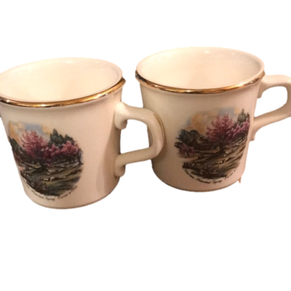 Vintage currier and Ives mugs